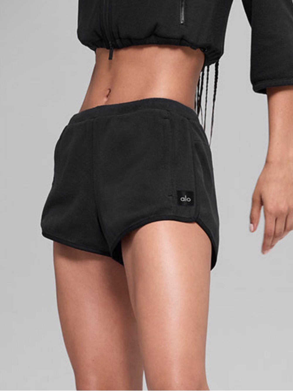 ALO Black Polar Fleece Retreat Shorts NWT